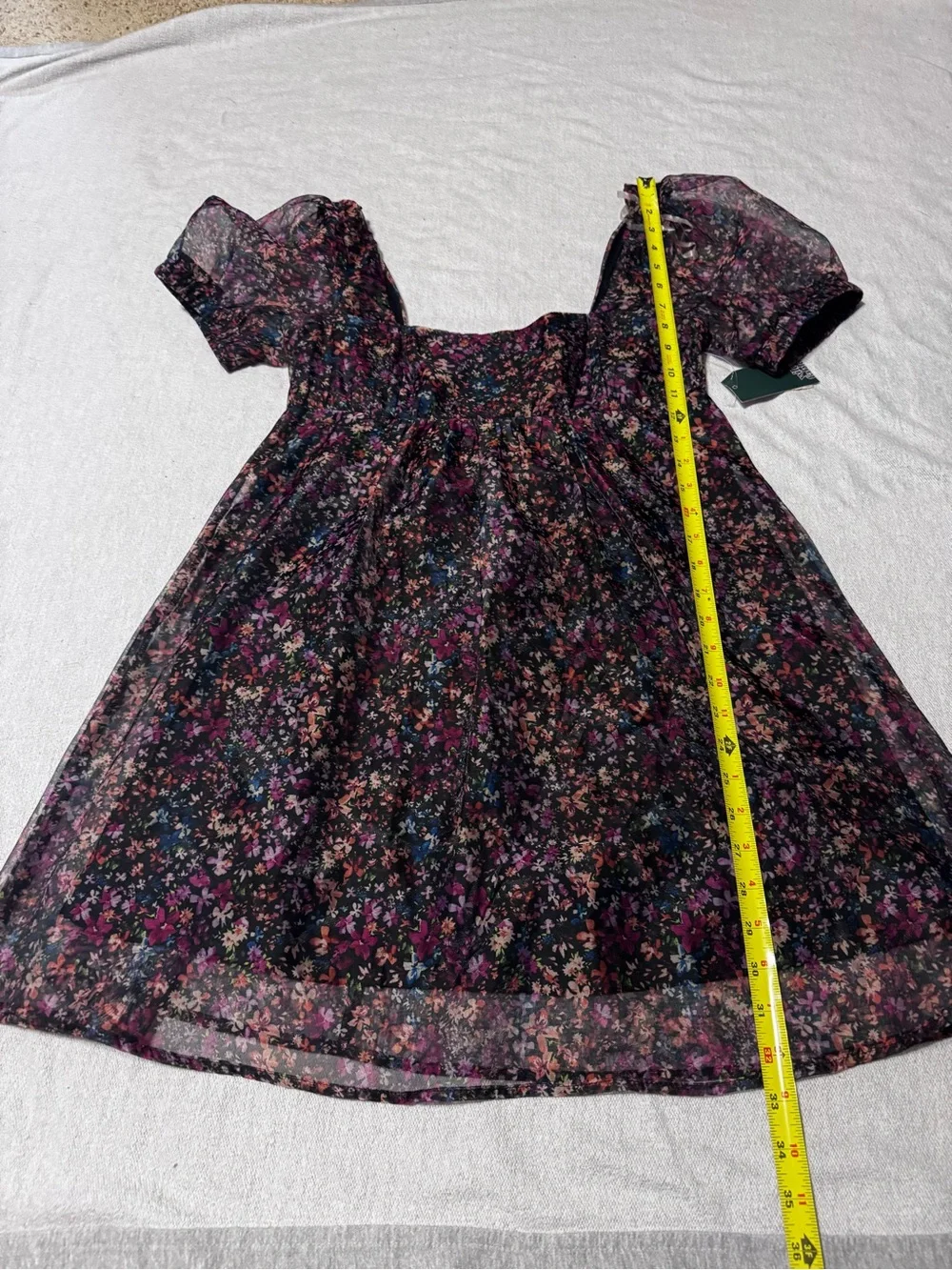 wild fable Black Floral Puff Sleeve Dress